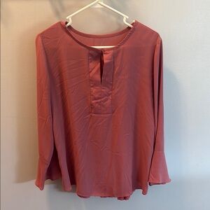 LOFT Red 3/4 Sleeve Polo Blouse